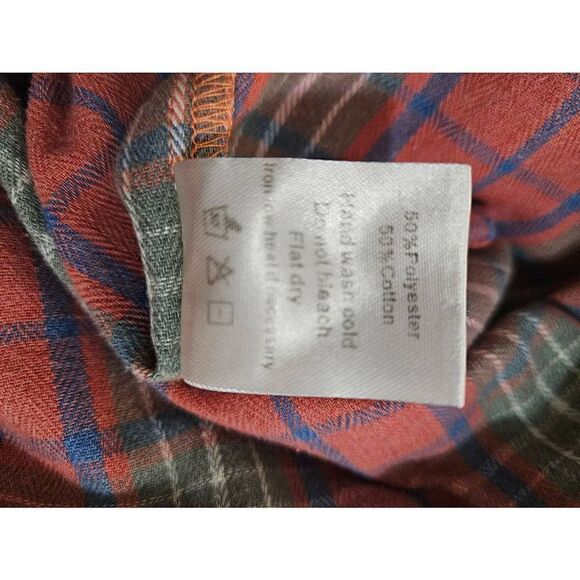 Ninexis coral, blue and gray flannel button down shacket/dress. Size S. - Picture 6 of 6